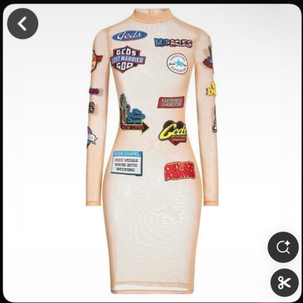 COACHELLA LOOK!!! GCDS Patch Embroidered Stretch MESH DresS - Size Xs
